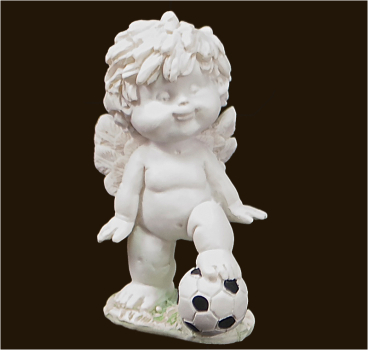 Poly-Engel ''Igor'' mit Fussball weiss-color Figur Kinderzimmer Geschenk Figur 