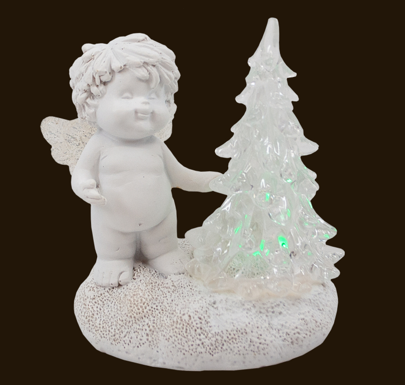 IGOR Winterengel mit LED-Tanne (Figur 1) Höhe: 9 cm